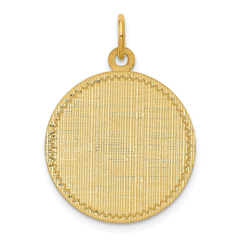 14K Gelbgold 14K Gemustert.013 Stärke Kreisförmig Gravierbar Plättchen Charm