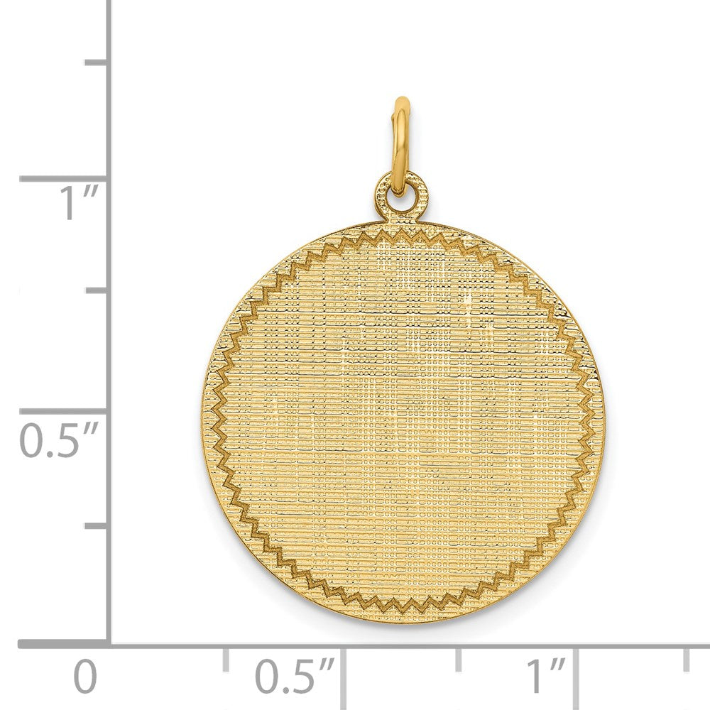 14K Gelbgold 14K Gemustert.018 Stärke Kreisförmig Gravierbar Plättchen Charm