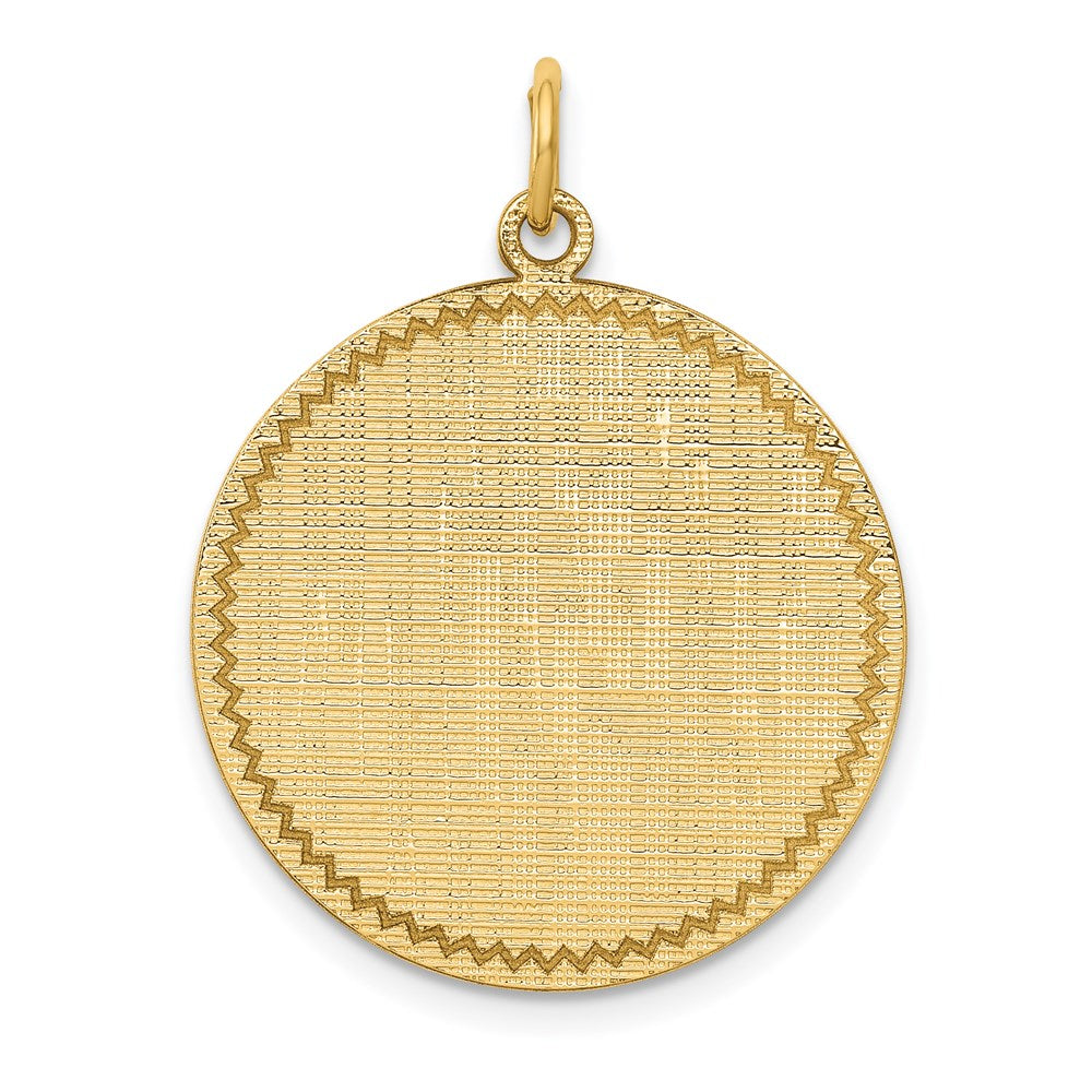 14K Gelbgold 14K Gemustert.018 Stärke Kreisförmig Gravierbar Plättchen Charm