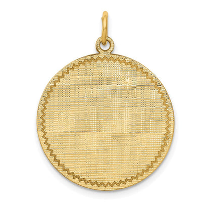 14K Gelbgold 14K Gemustert.018 Stärke Kreisförmig Gravierbar Plättchen Charm
