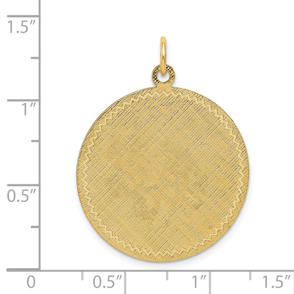 14K Gelbgold 14K Gemustert.018 Stärke Kreisförmig Gravierbar Plättchen mit Satiniert Rückseite