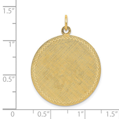 14K Gelbgold 14K Gemustert.018 Stärke Kreisförmig Gravierbar Plättchen mit Satiniert Rückseite
