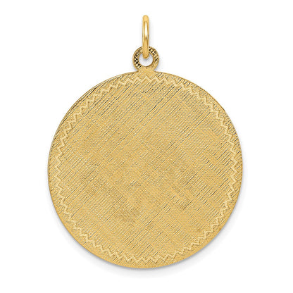 14K Gelbgold 14K Gemustert.018 Stärke Kreisförmig Gravierbar Plättchen mit Satiniert Rückseite