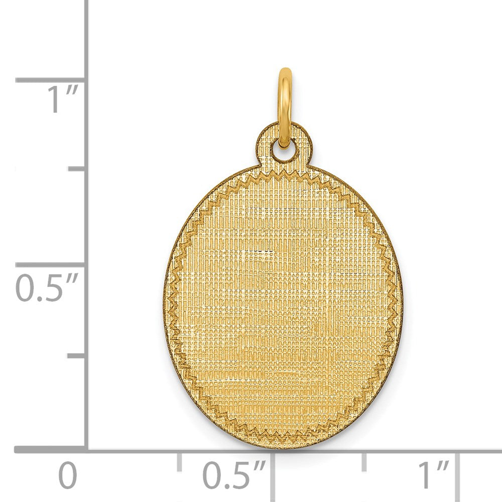 14K Gelbgold 14K Gemustert.018 Stärke Gravierbar Oval Plättchen Charm