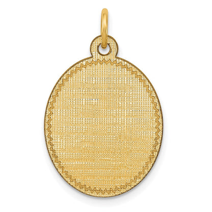 14K Gelbgold 14K Gemustert.018 Stärke Gravierbar Oval Plättchen Charm
