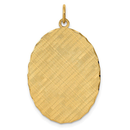 14K Gelbgold 14K Gemustert.018 Stärke Gravierbar Oval Plättchen Charm