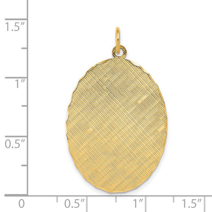 14K Gelbgold 14K Gemustert.018 Stärke Gravierbar Oval Plättchen Charm