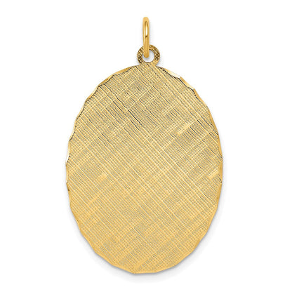 14K Gelbgold 14K Gemustert.018 Stärke Gravierbar Oval Plättchen Charm