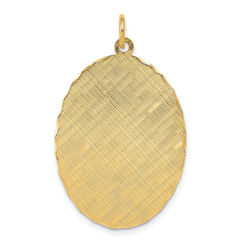14K Gelbgold 14K Gemustert.018 Stärke Gravierbar Oval Plättchen Charm