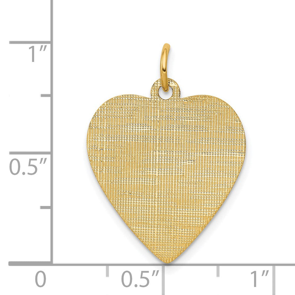 14K Gelbgold 14K Gemustert.018 Stärke Gravierbar Herz Plättchen Charm