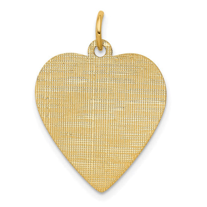 14K Gelbgold 14K Gemustert.027 Stärke Gravierbar Herz Plättchen Charm