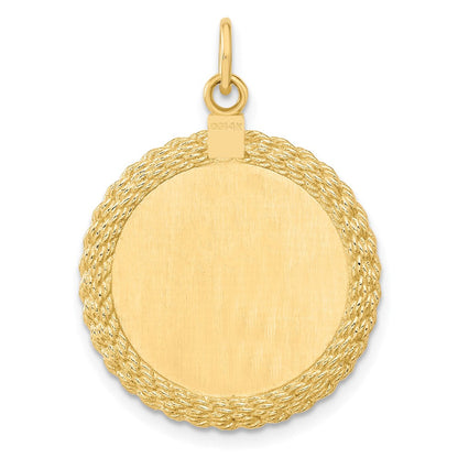 14K Gelbgold 14K Gemustert.013 Stärke Gravierbar Kordel Plättchen mit Satiniert Rückseite