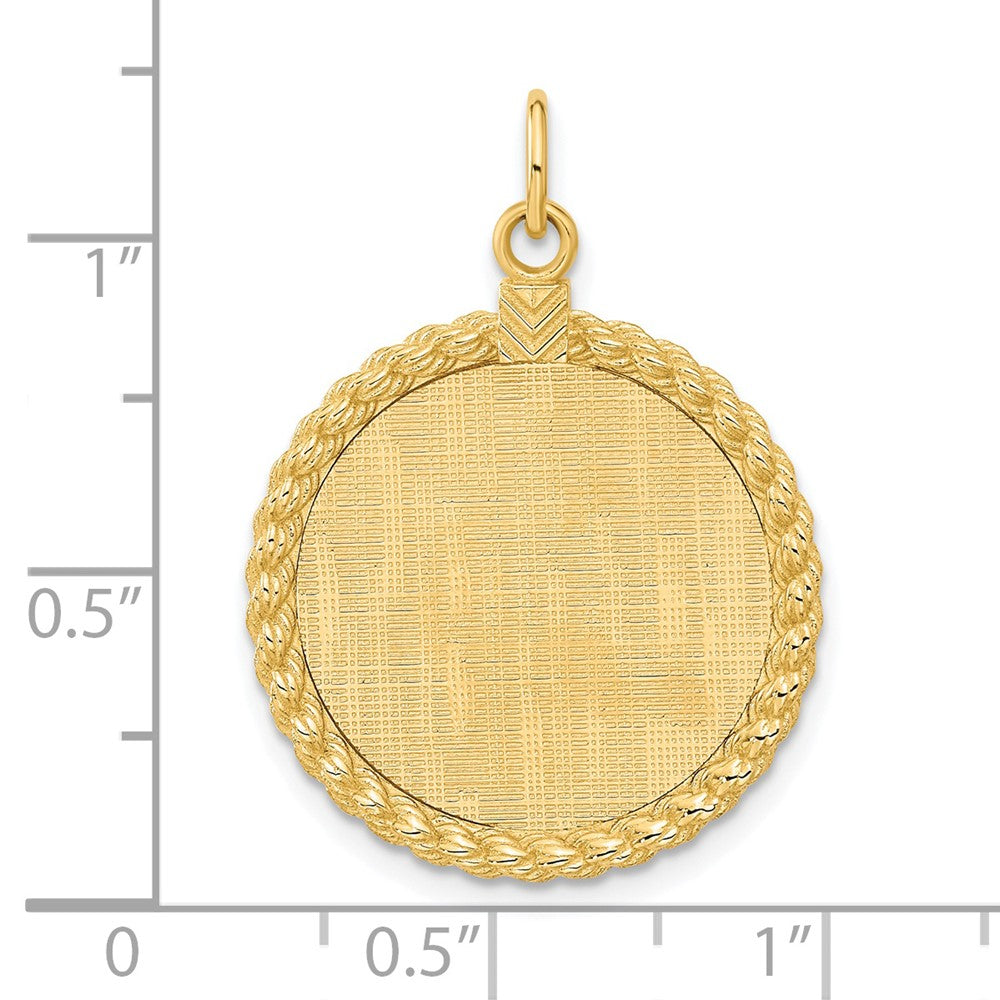14K Gelbgold 14K Gemustert.013 Stärke Gravierbar Kordel Plättchen mit Satiniert Rückseite