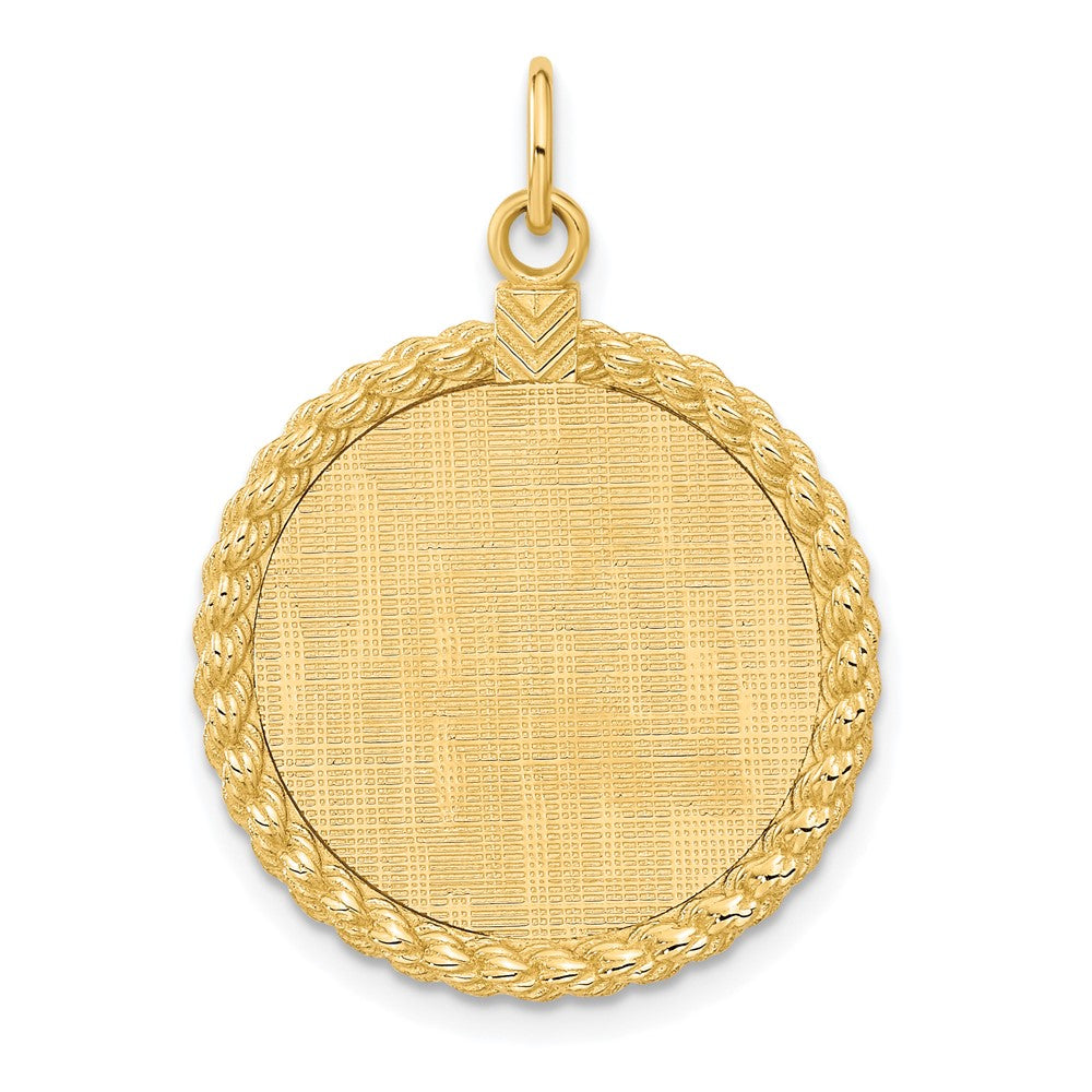 14K Gelbgold 14K Gemustert.013 Stärke Gravierbar Kordel Plättchen mit Satiniert Rückseite