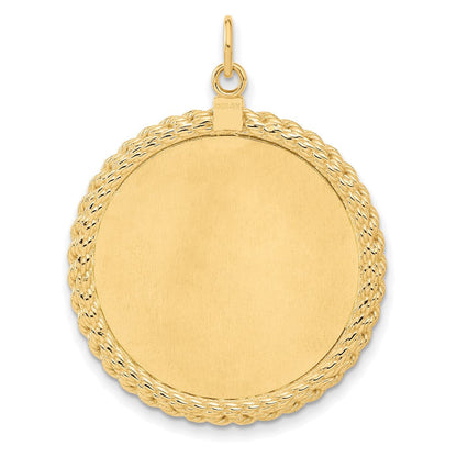 14K Gelbgold 14K Gemustert.013 Stärke Gravierbar Kordel Plättchen mit Satiniert Rückseite