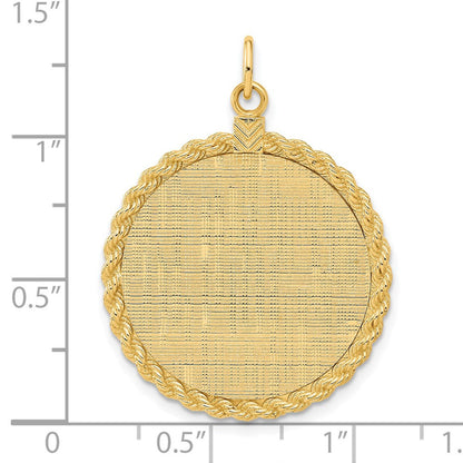 14K Gelbgold 14K Gemustert.013 Stärke Gravierbar Kordel Plättchen mit Satiniert Rückseite