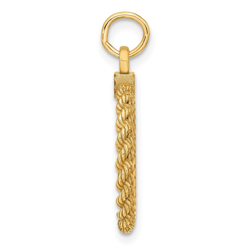 14K Gelbgold 14K Schlicht.013 Stärke Kreisförmig Gravierbar Plättchen mit Kordel Charm