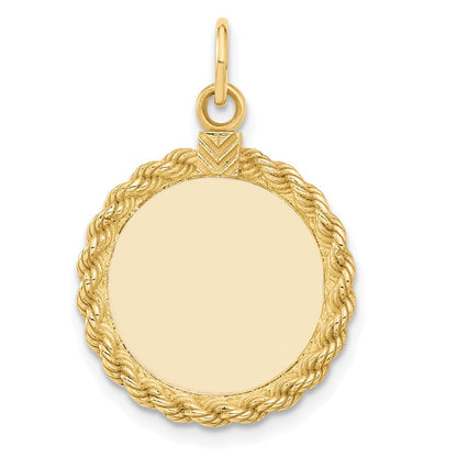 14K Gelbgold 14K Schlicht.013 Stärke Kreisförmig Gravierbar Plättchen mit Kordel Charm