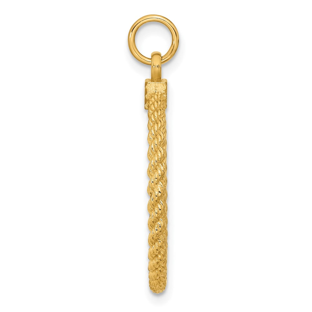 14K Gelbgold 14K Schlicht.013 Stärke Kreisförmig Gravierbar Plättchen mit Kordel Charm
