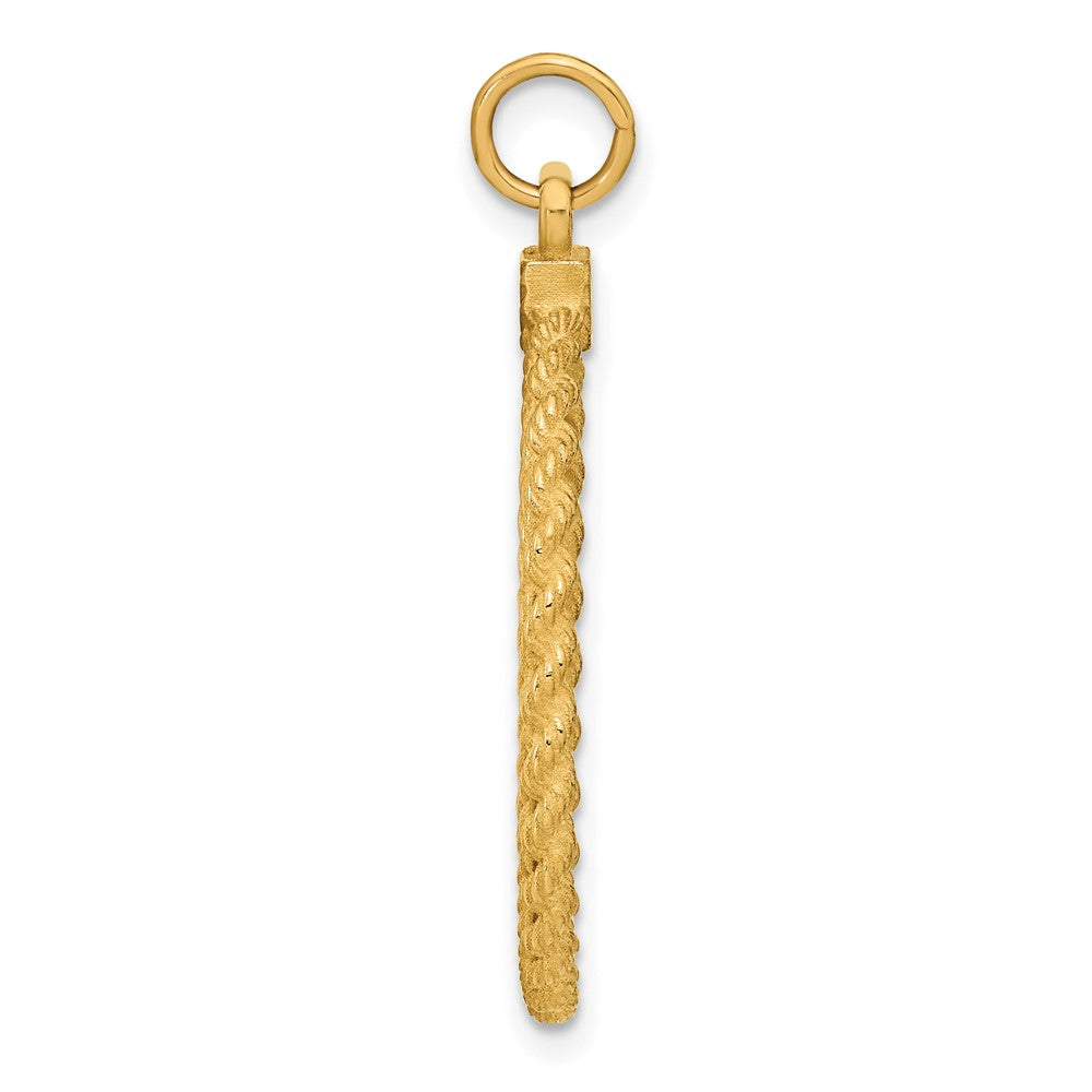 14K Gelbgold 14K Schlicht.013 Stärke Kreisförmig Gravierbar Plättchen mit Kordel Charm