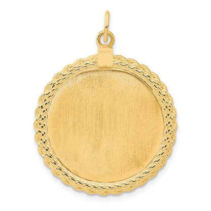 14K Gelbgold 14K Schlicht.013 Stärke Kreisförmig Gravierbar Plättchen mit Kordel Charm