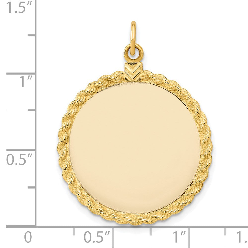 14K Gelbgold 14K Schlicht.013 Stärke Kreisförmig Gravierbar Plättchen mit Kordel Charm