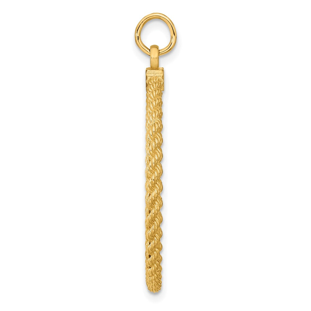 14K Gelbgold 14K Schlicht.013 Stärke Kreisförmig Gravierbar Plättchen mit Kordel Charm