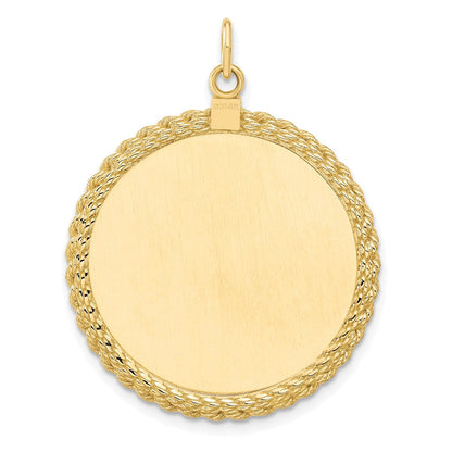 14K Gelbgold 14K Schlicht.013 Stärke Kreisförmig Gravierbar Plättchen mit Kordel Charm