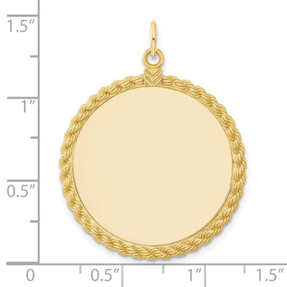 14K Gelbgold 14K Schlicht.013 Stärke Kreisförmig Gravierbar Plättchen mit Kordel Charm
