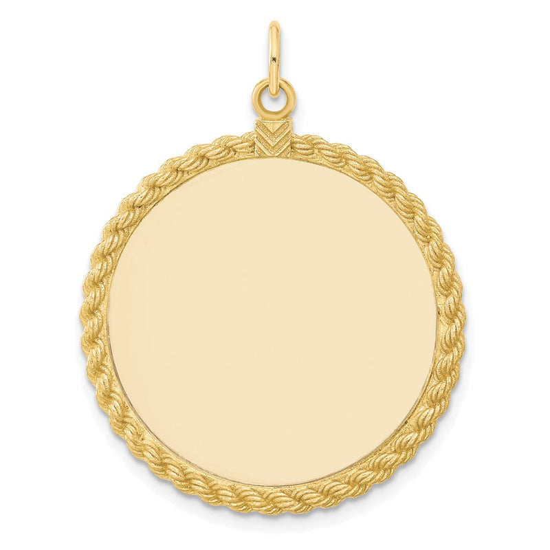 14K Gelbgold 14K Schlicht.013 Stärke Kreisförmig Gravierbar Plättchen mit Kordel Charm