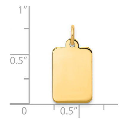 14K Gelbgold Schlicht Rectangular Gravierbar Plättchen Charm