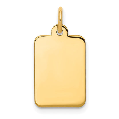 14K Gelbgold Schlicht Rectangular Gravierbar Plättchen Charm