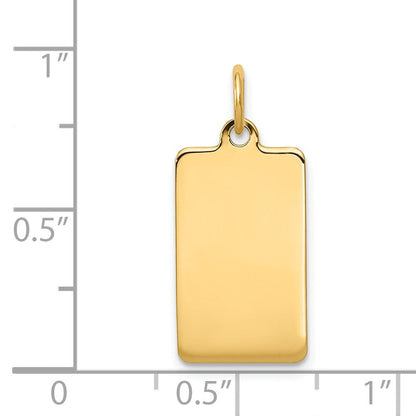 14K Gelbgold Schlicht Rectangular Gravierbar Plättchen Charm