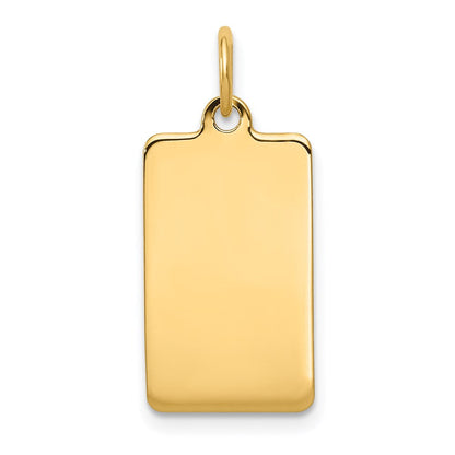 14K Gelbgold Schlicht Rectangular Gravierbar Plättchen Charm