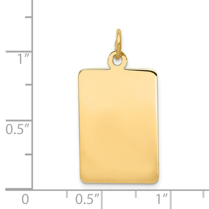 14K Gelbgold Schlicht Rectangular Gravierbar Plättchen Charm