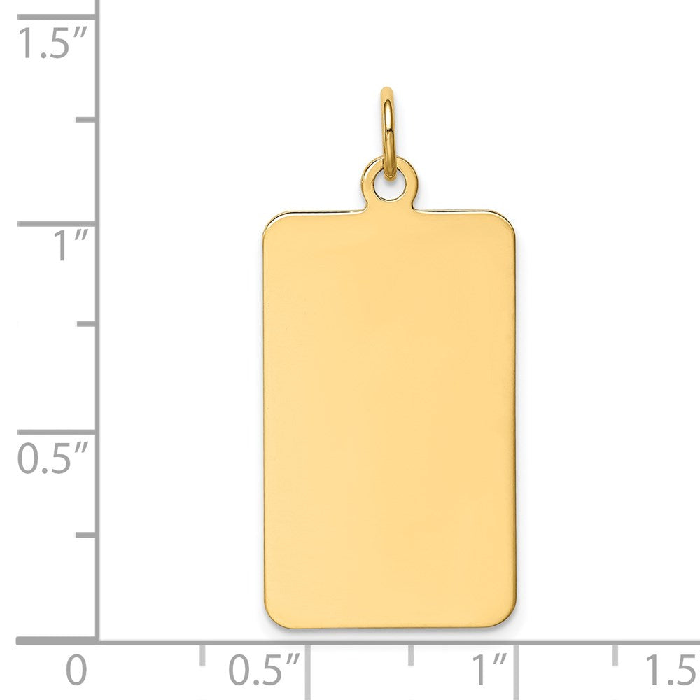 14K Gelbgold Schlicht Rectangular Gravierbar Plättchen Charm