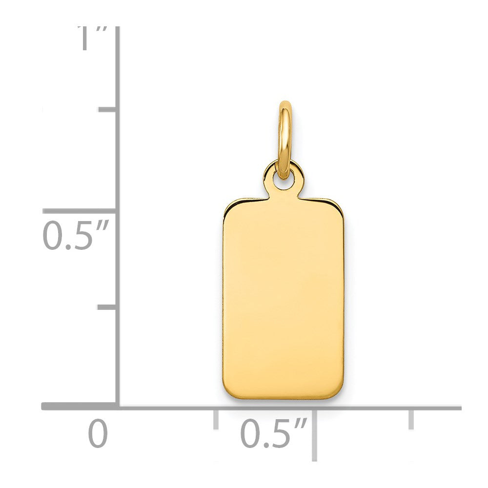 14K Gelbgold Schlicht Gravierbar Rectangular Plättchen Charm