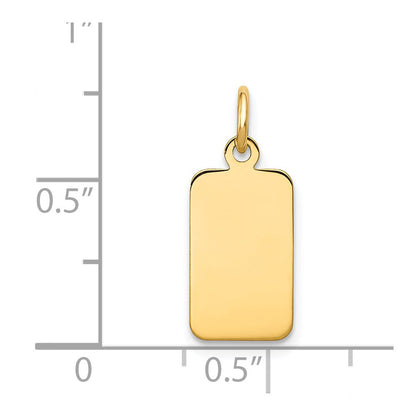 14K Gelbgold Schlicht Gravierbar Rectangular Plättchen Charm