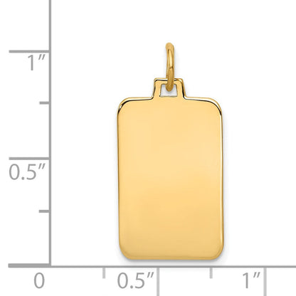 14K Gelbgold Schlicht Gravierbar Rectangular Plättchen Charm