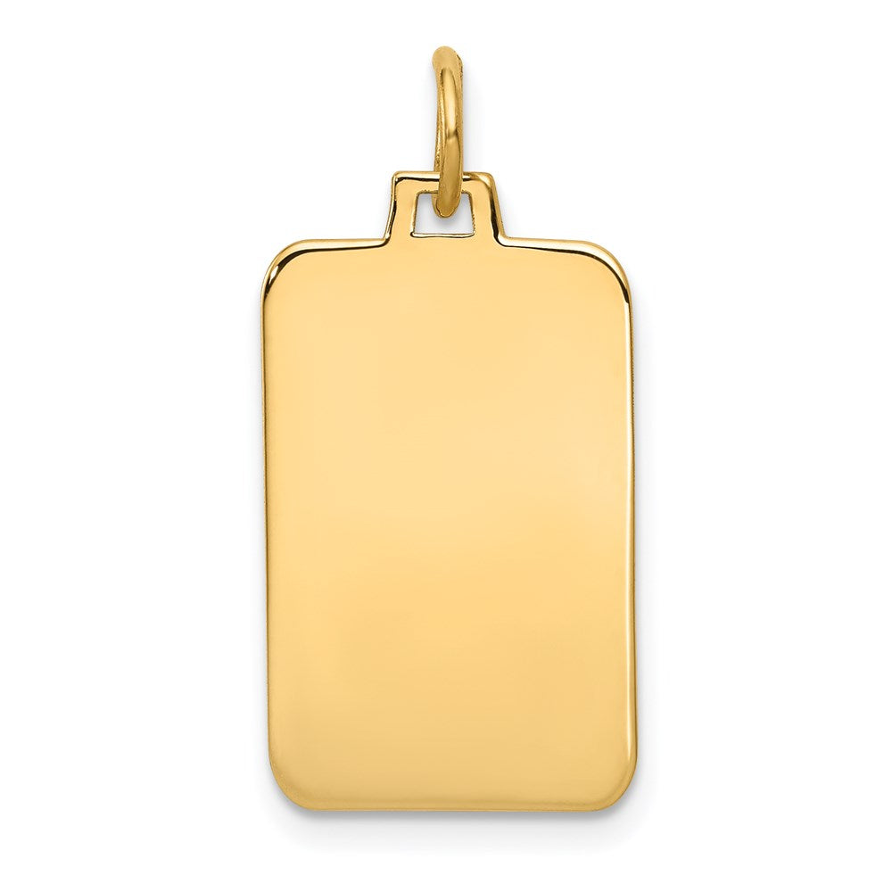 14K Gelbgold Schlicht Gravierbar Rectangular Plättchen Charm