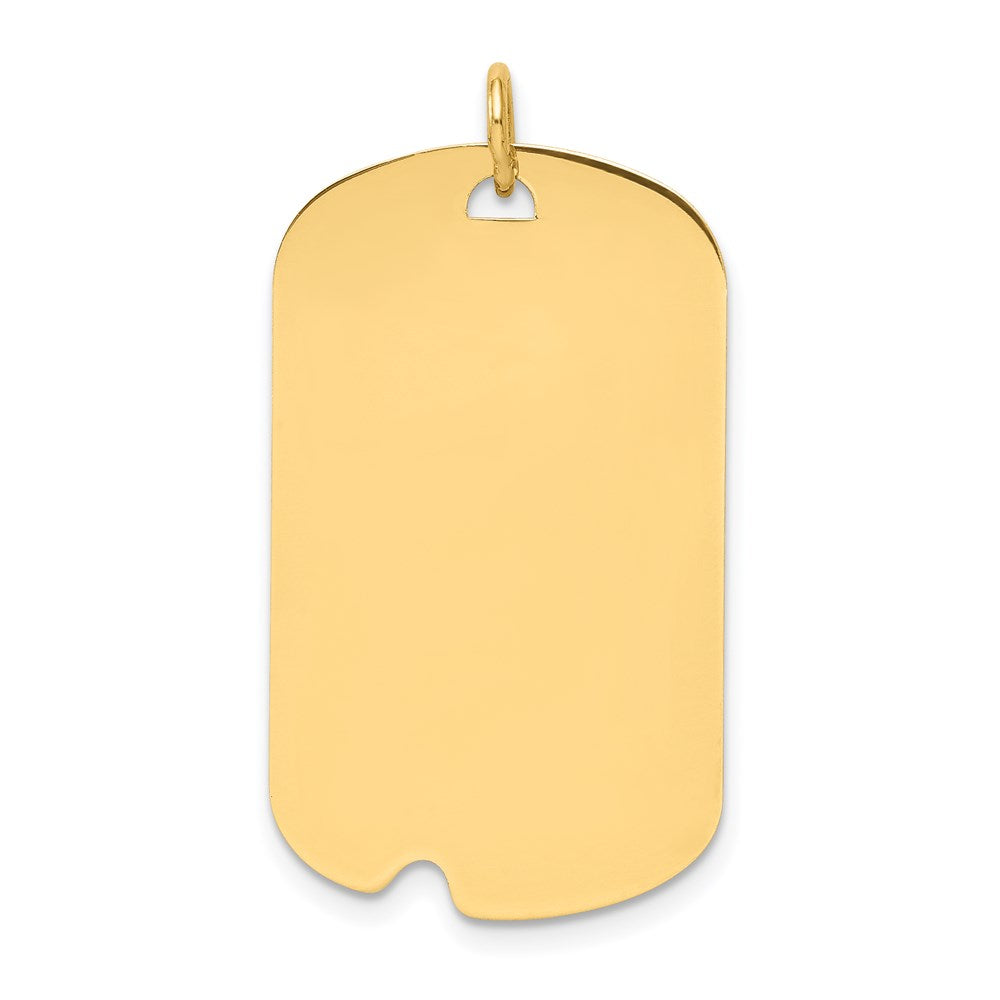 14K Gelbgold Schlicht Gravierbar Erkennungsmarke mit Notch Plättchen Charm