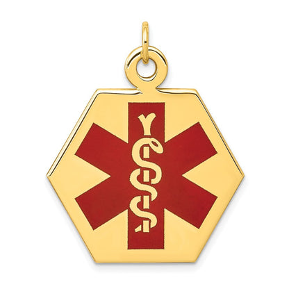 14K Gelbgold 14K Rot Emaille Medizinisch Schmuck Anhänger