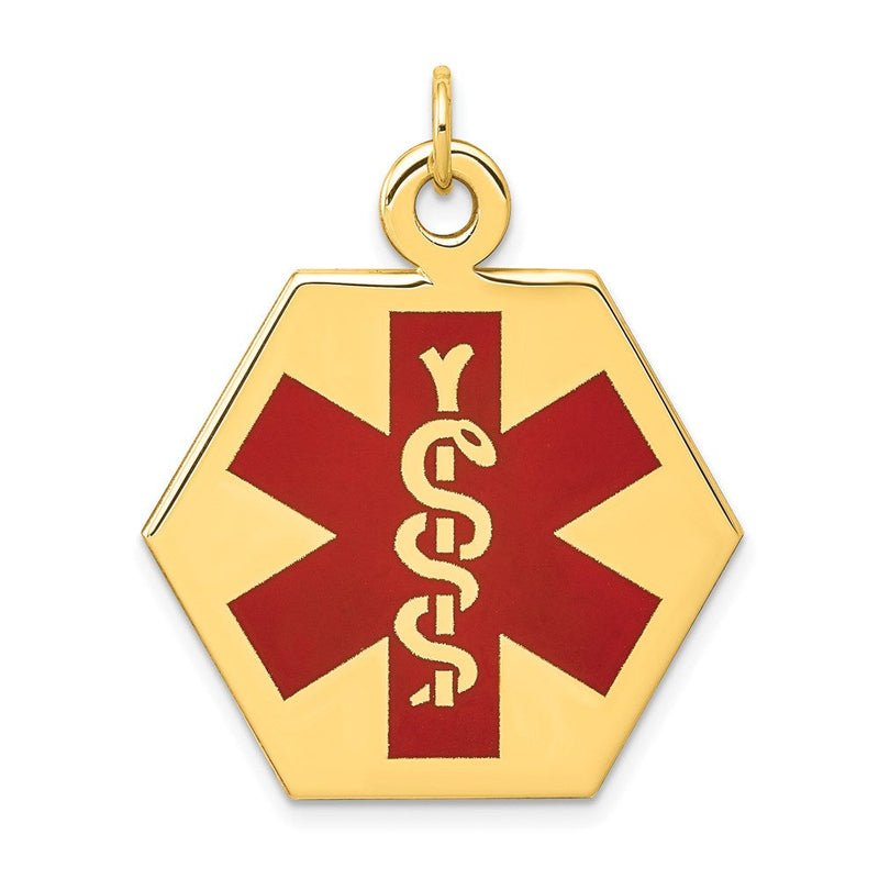 14K Gelbgold 14K Rot Emaille Medizinisch Schmuck Anhänger