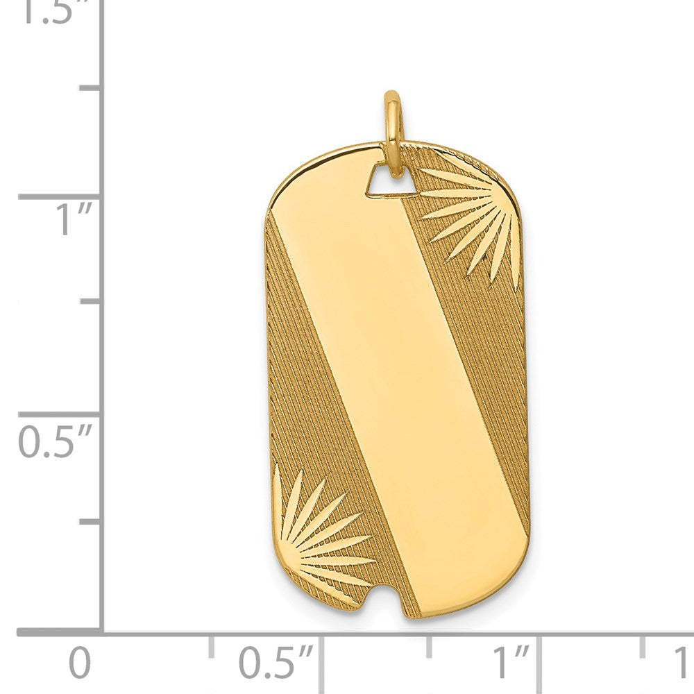 14K Gelbgold Gemustert Gravierbar Erkennungsmarke Plättchen Charm