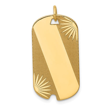 14K Gelbgold Gemustert Gravierbar Erkennungsmarke Plättchen Charm