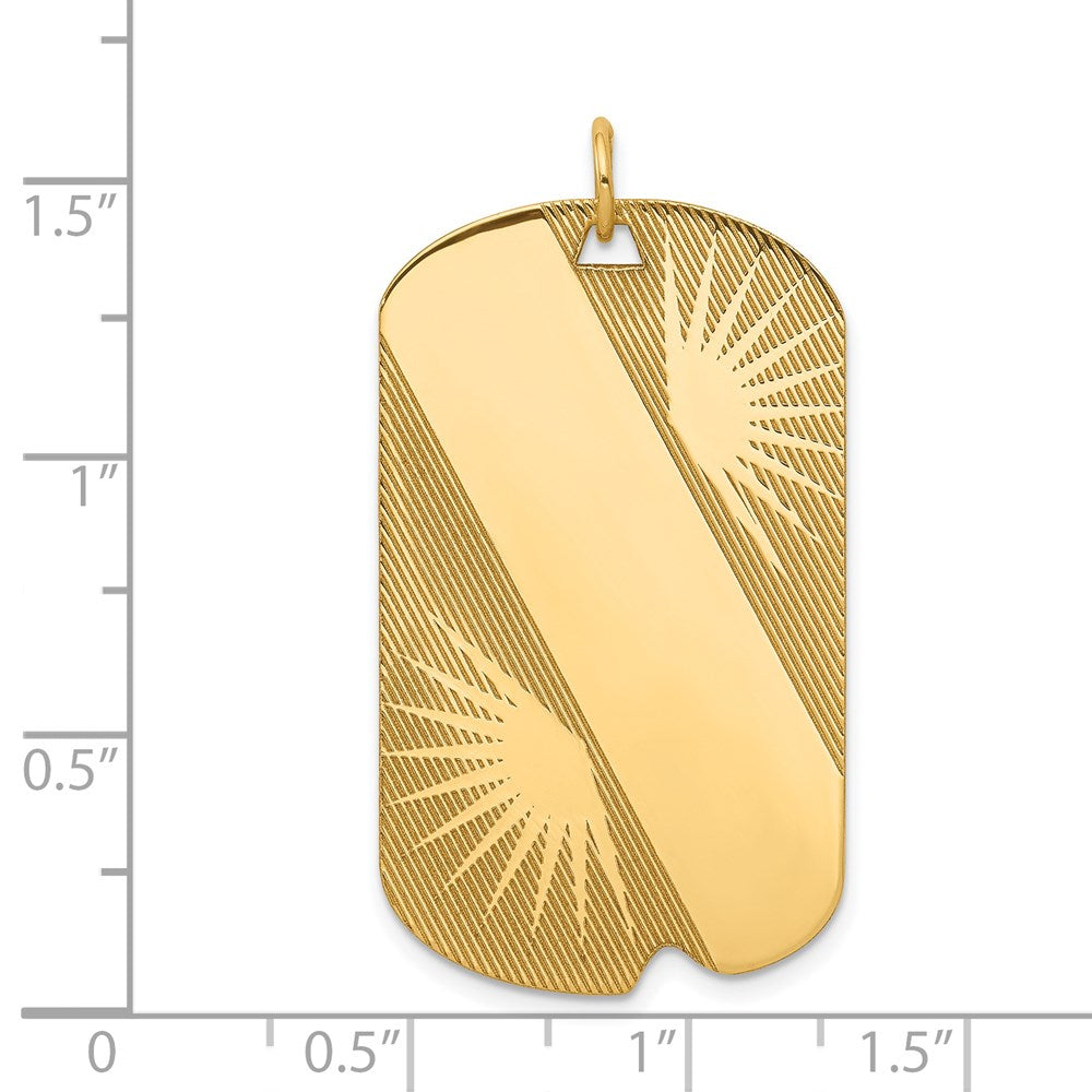 14K Gelbgold 14K Gemustert.018 Stärke Gravierbar Erkennungsmarke Plättchen Charm
