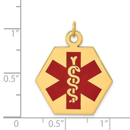 14K Gelbgold 14K Rot Emaille Medizinisch Schmuck Anhänger