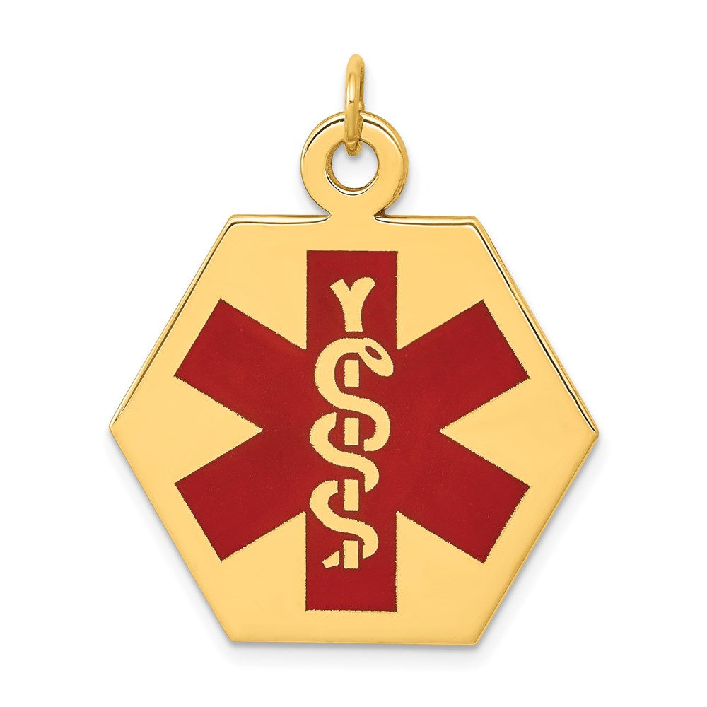 14K Gelbgold 14K Rot Emaille Medizinisch Schmuck Anhänger