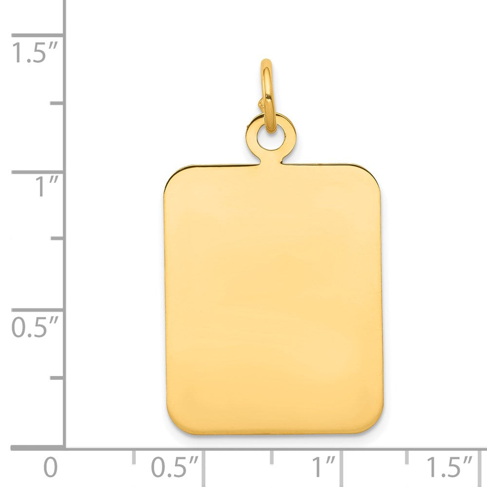 14K Gelbgold Schlicht Rectangular Gravierbar Plättchen Charm