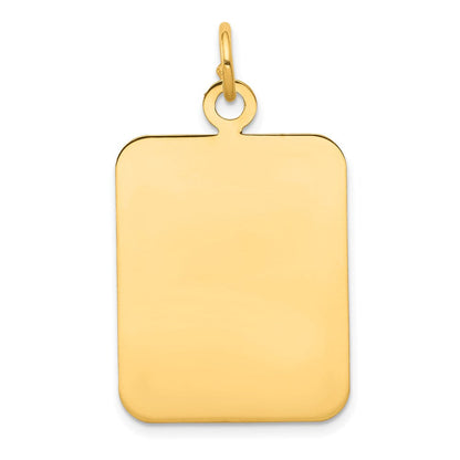 14K Gelbgold Schlicht Rectangular Gravierbar Plättchen Charm
